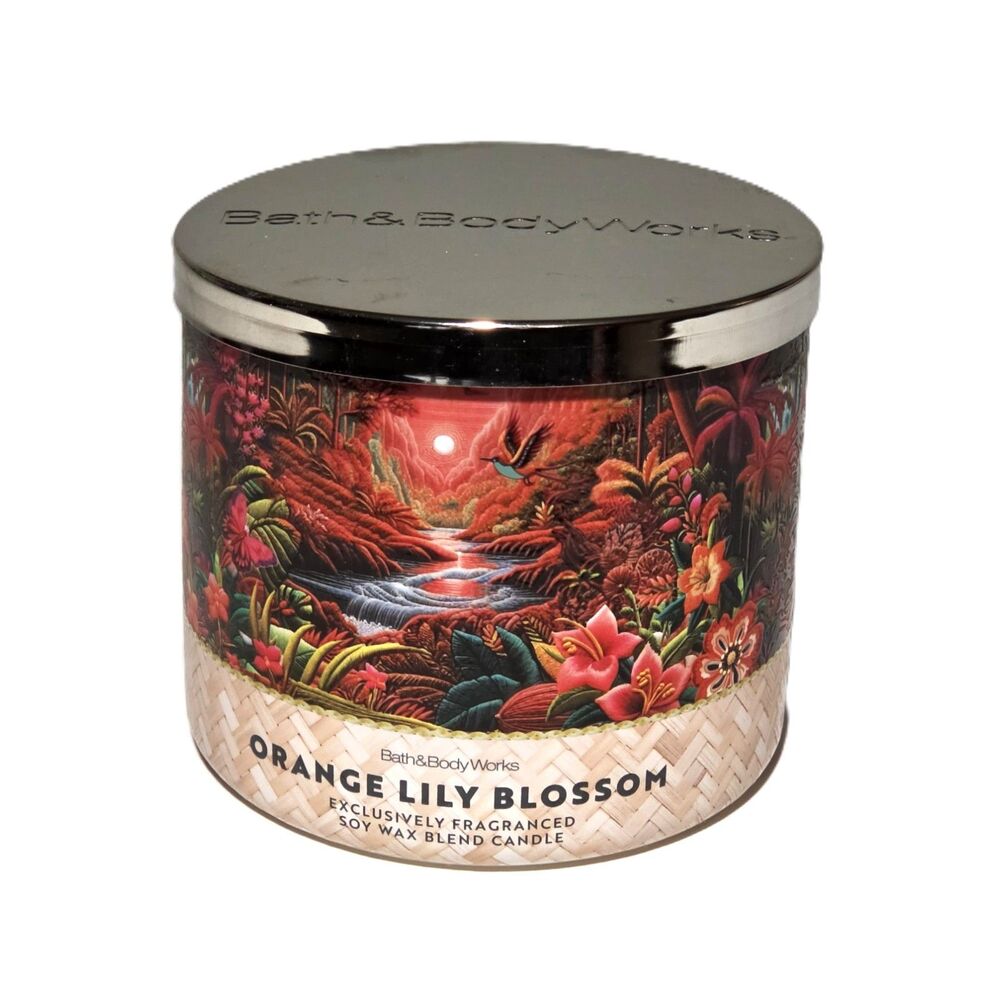 Bath & Body Works Orange Lily Blossom Scented 3-Wick Candle Large 14.5 oz NEW